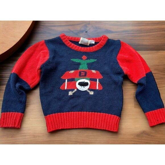 Vintage JG Hook Kids Toddler Size Small 3T Knit Sweater Airplane - Picture 1 of 3